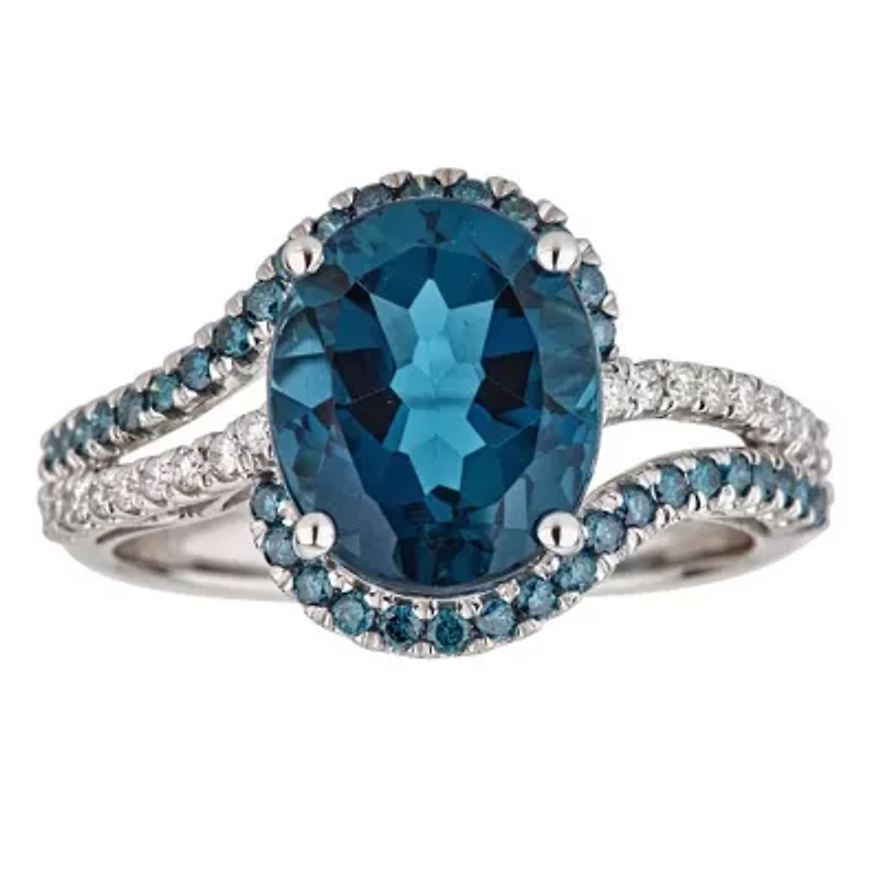 BLUE TOPAZ Ring 10K WHITE GOLD