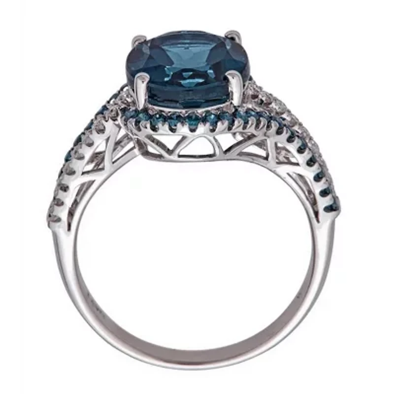 BLUE TOPAZ Ring 10K WHITE GOLD
