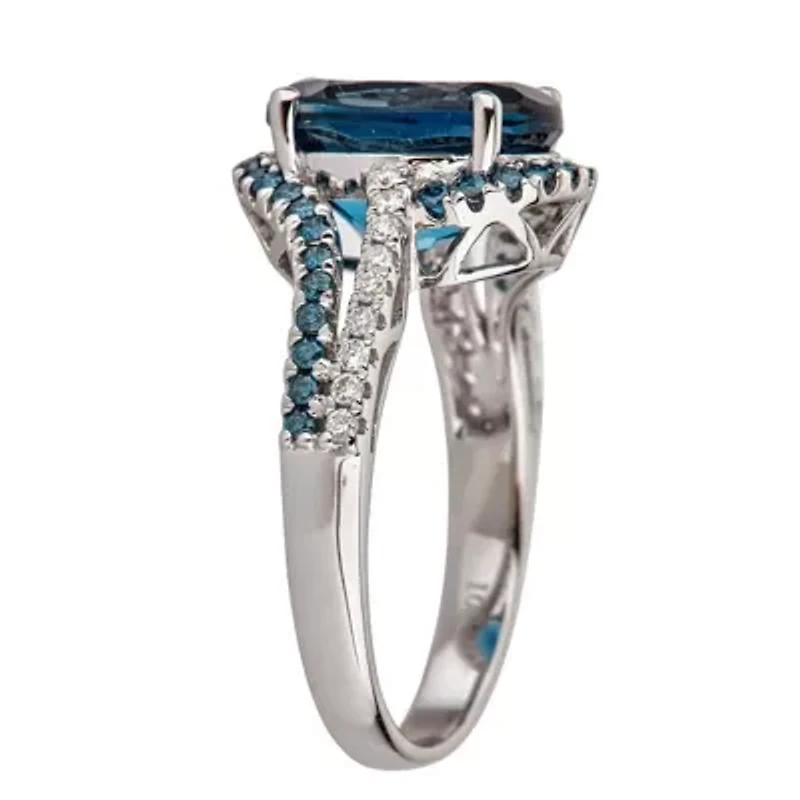 BLUE TOPAZ Ring 10K WHITE GOLD