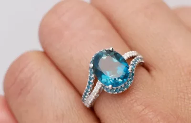 BLUE TOPAZ Ring 10K WHITE GOLD
