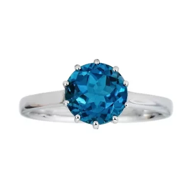 BLUE TOPAZ Ring 10K WHITE GOLD