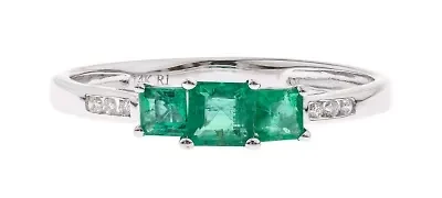 EMERALD Ring 10K WHITE GOLD