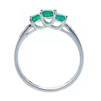 EMERALD Ring 10K WHITE GOLD