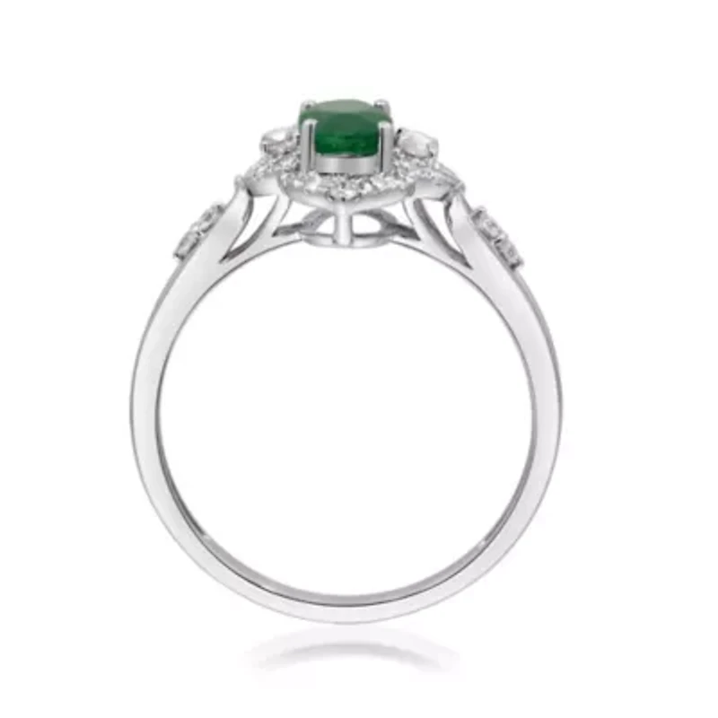 EMERALD Ring 10K WHITE GOLD