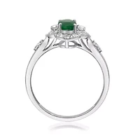 EMERALD Ring 10K WHITE GOLD