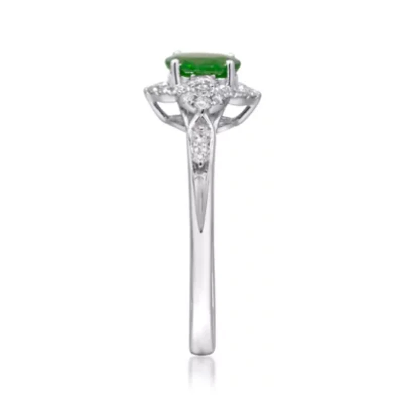 EMERALD Ring 10K WHITE GOLD