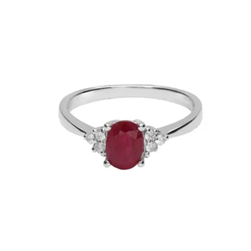 RUBY Ring 10K WHITE GOLD