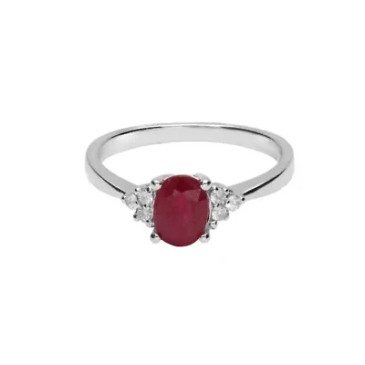 RUBY Ring 10K WHITE GOLD