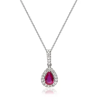 RUBY Pendant in 10K WHITE GOLD