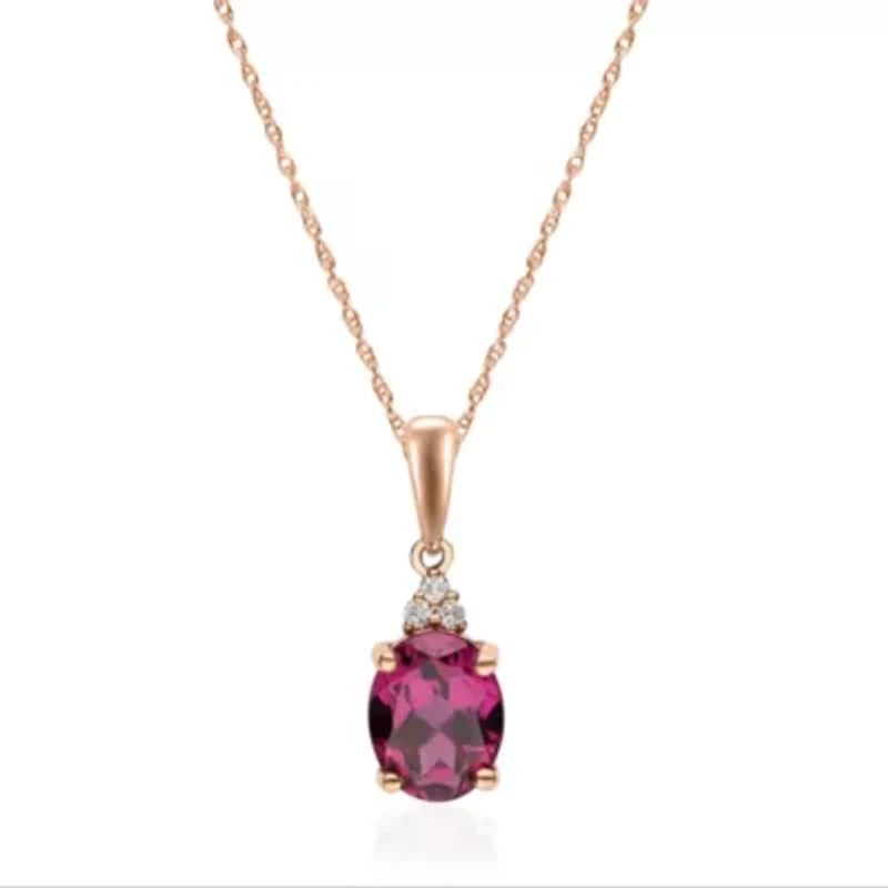 RHODOLITE Pendant in 10K ROSE GOLD