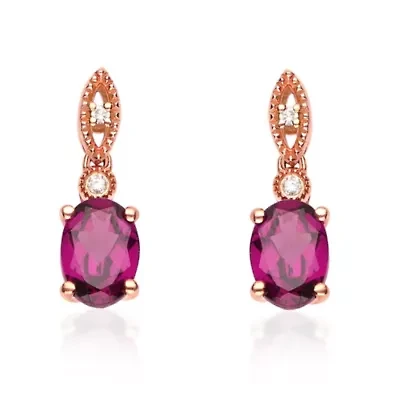 RHODOLITE Earrings in 10K ROSE GOLD