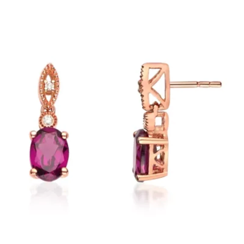 RHODOLITE Earrings in 10K ROSE GOLD