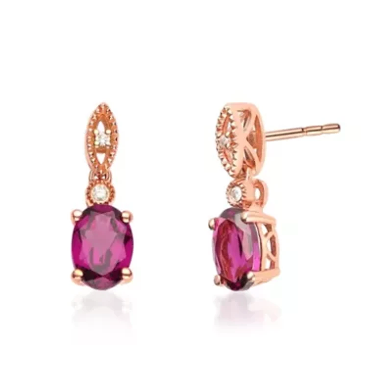 RHODOLITE Earrings in 10K ROSE GOLD