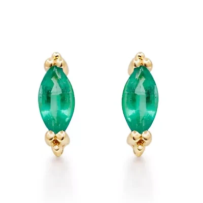 EMERALD Earrings in 10K YELLOW GOLD