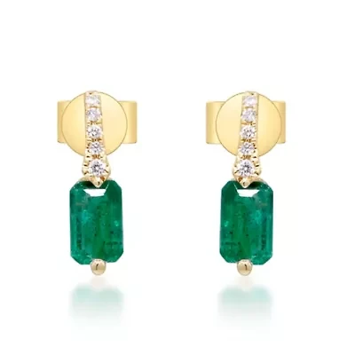 EMERALD Earrings in 10K YELLOW GOLD