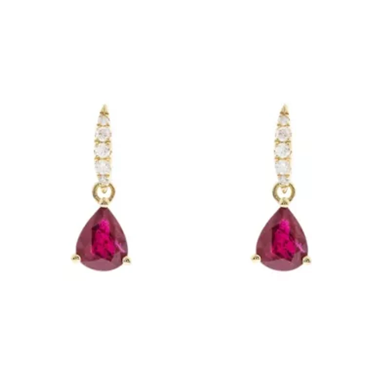 RUBY Earrings in 10K YELLOW GOLD