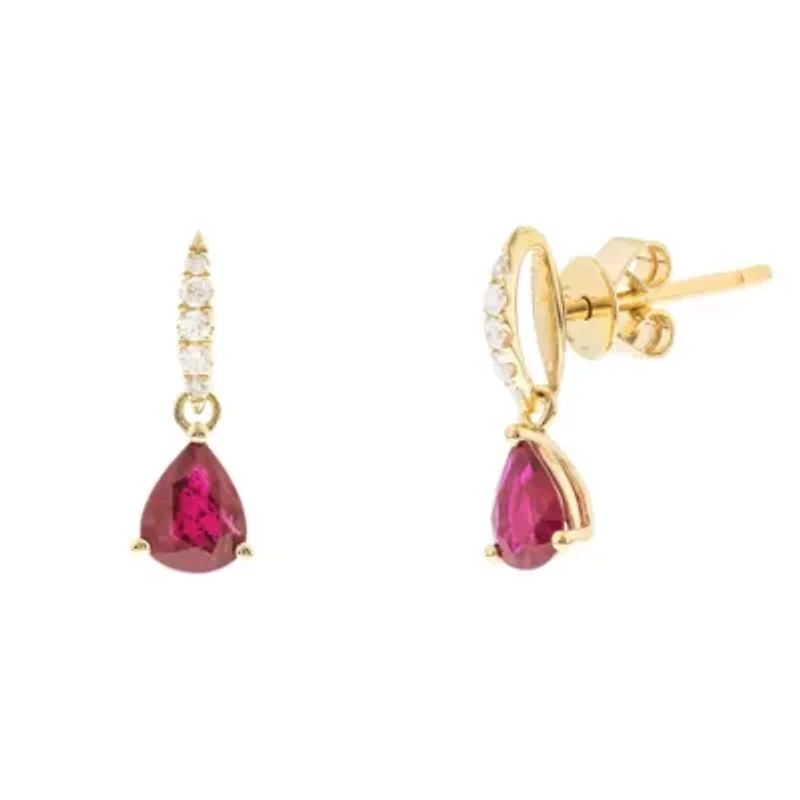 RUBY Earrings in 10K YELLOW GOLD