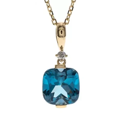 London Blue Topaz Pendant in 10K Yellow Gold