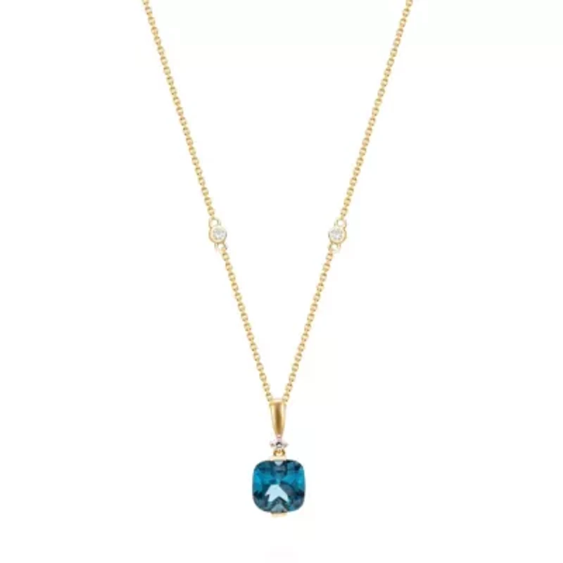 London Blue Topaz Pendant in 10K Yellow Gold