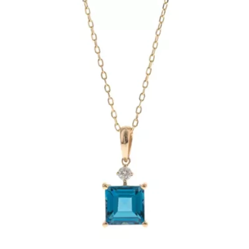 BLUE TOPAZ Pendant in 10K YELLOW GOLD