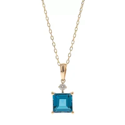 BLUE TOPAZ Pendant in 10K YELLOW GOLD