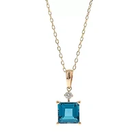 BLUE TOPAZ Pendant in 10K YELLOW GOLD