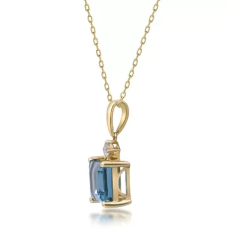 BLUE TOPAZ Pendant in 10K YELLOW GOLD