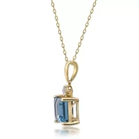 BLUE TOPAZ Pendant in 10K YELLOW GOLD
