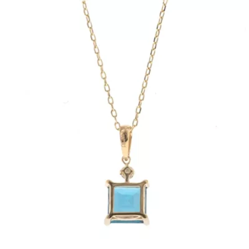 BLUE TOPAZ Pendant in 10K YELLOW GOLD