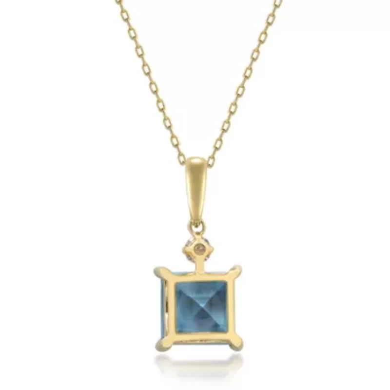 BLUE TOPAZ Pendant in 10K YELLOW GOLD