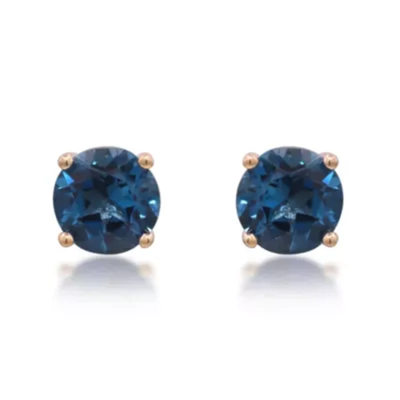 BLUE TOPAZ Earrings in 10K YELLOW GOLD