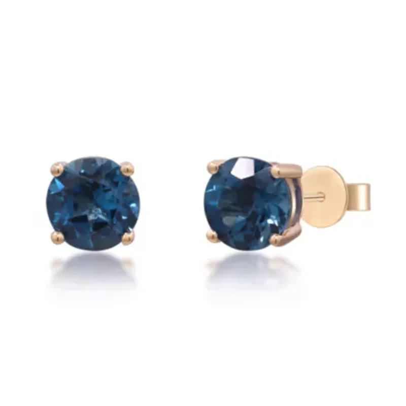 BLUE TOPAZ Earrings in 10K YELLOW GOLD