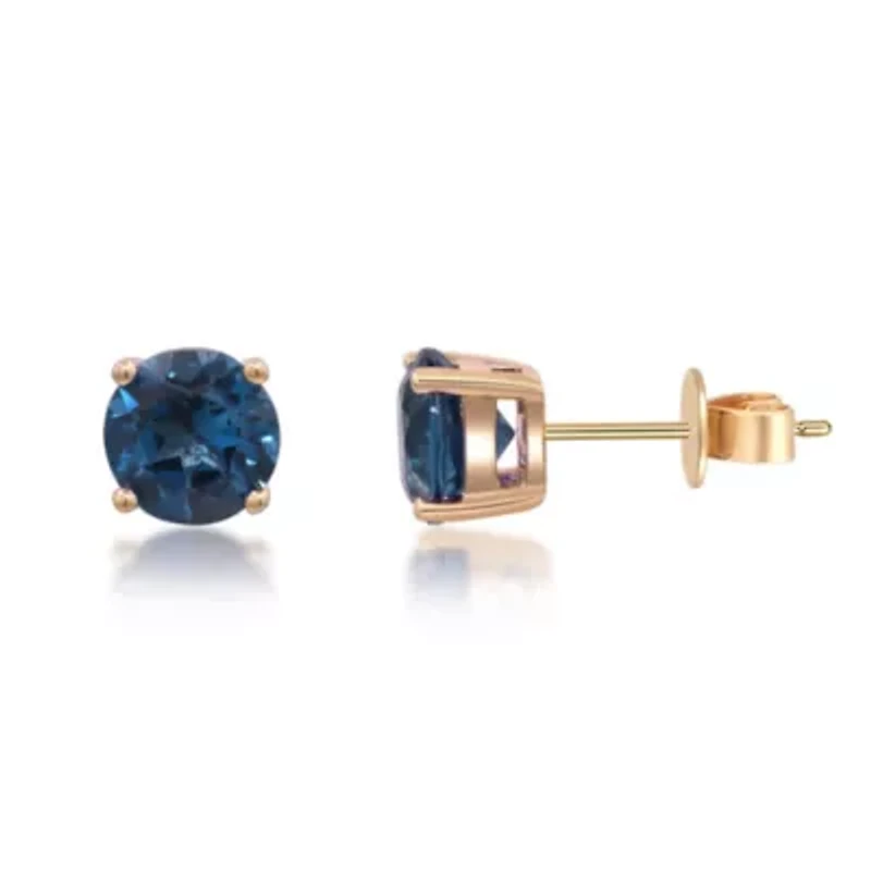 BLUE TOPAZ Earrings in 10K YELLOW GOLD