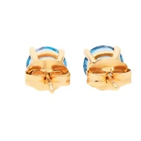 BLUE TOPAZ Earrings in 10K YELLOW GOLD