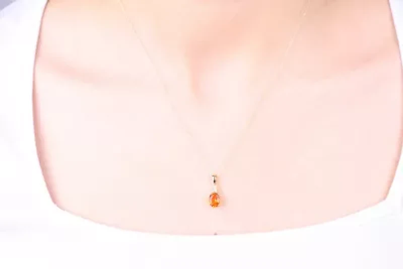Fire Opal Pendant in 10K Yellow Gold