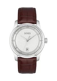 Principle Brown Strap Silver Dial Watch