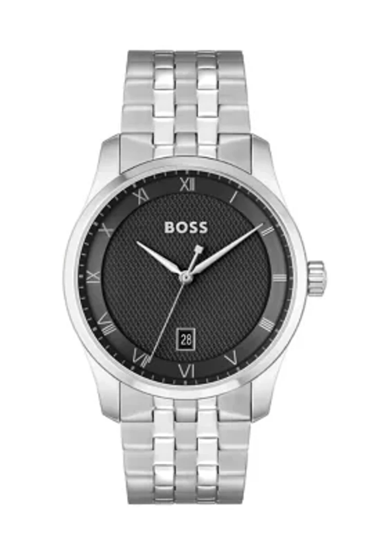 Principle Silver Bracelet Black Dial Watch