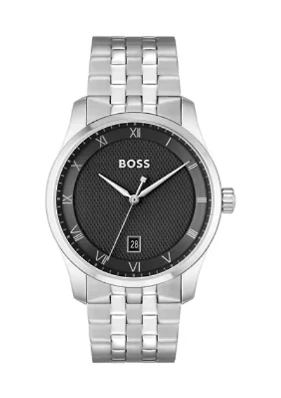 Principle Silver Bracelet Black Dial Watch