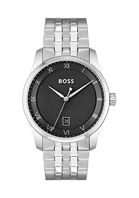 Principle Silver Bracelet Black Dial Watch