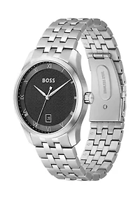 Principle Silver Bracelet Black Dial Watch
