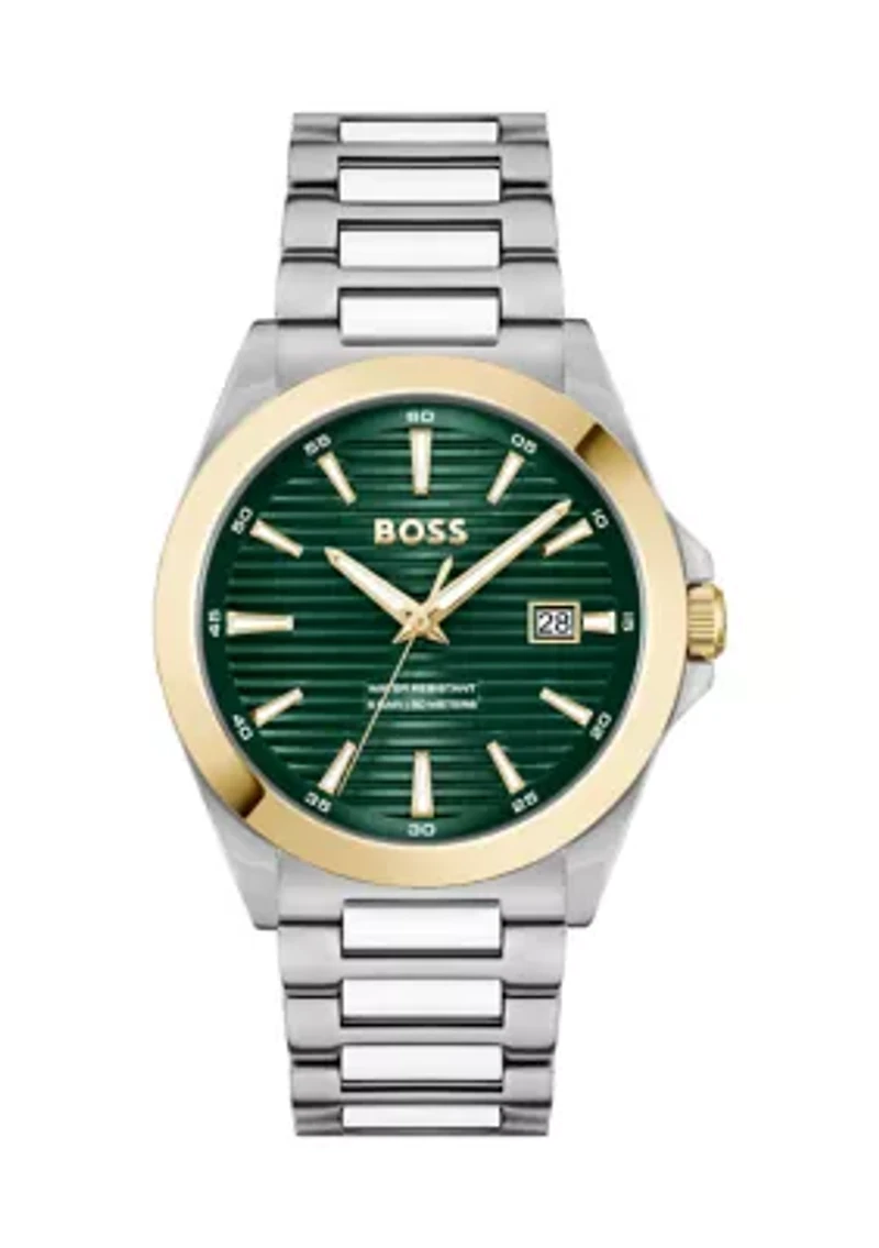 Strike Silver Bracelet Green Dial Watch