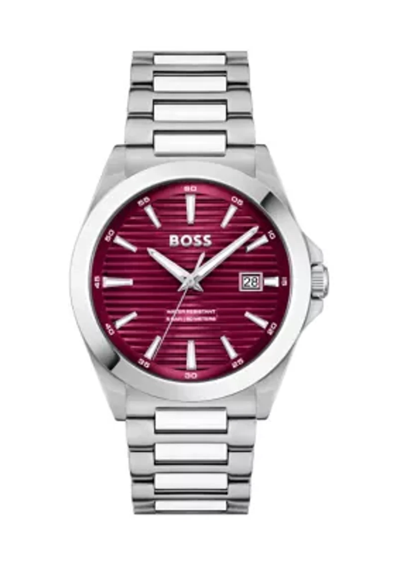 Strike Silver Bracelet Red Dial Watch