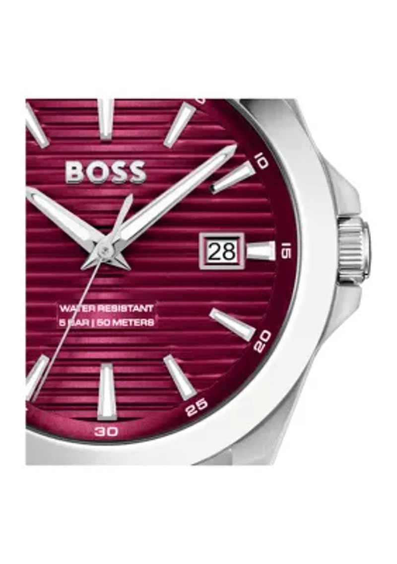 Strike Silver Bracelet Red Dial Watch