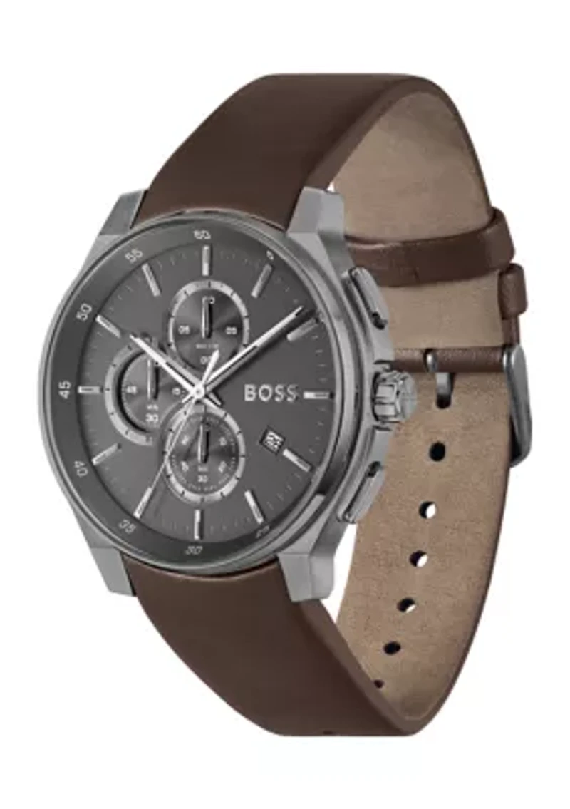 Peak Brown Strap Gray Dial Watch