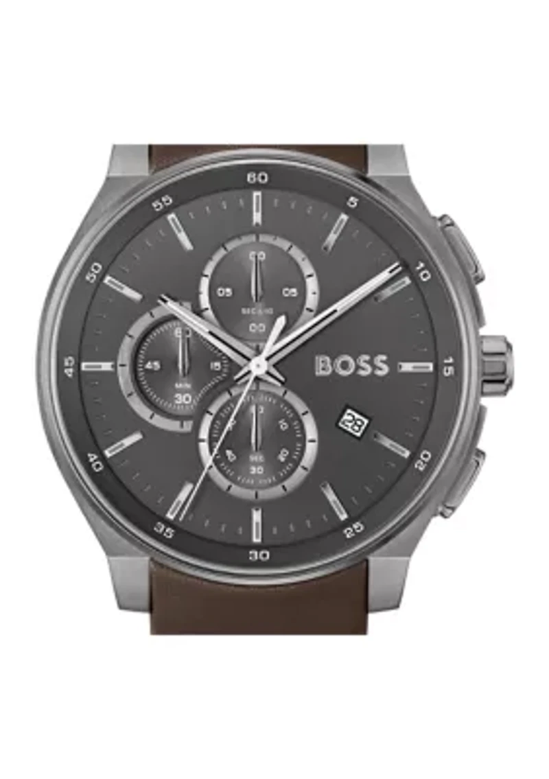 Peak Brown Strap Gray Dial Watch