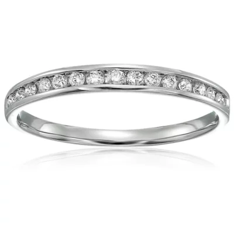 1/5 ct. t.w. Diamond Wedding Band Half Eternity 10K White Gold