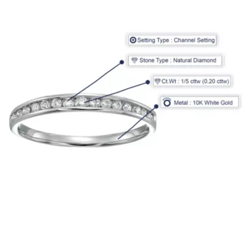 1/5 ct. t.w. Diamond Wedding Band Half Eternity 10K White Gold