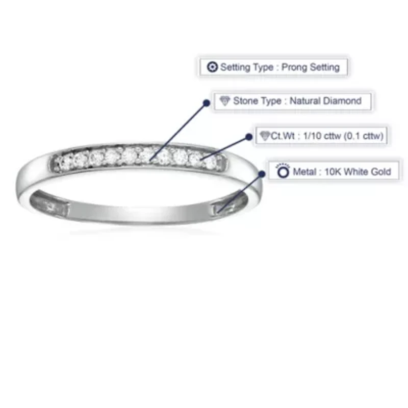 1/10 ct. t.w. Diamond Wedding Band 10K White Gold