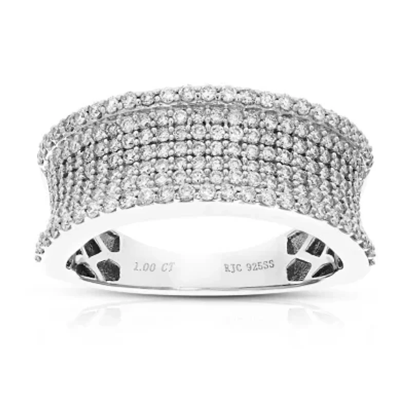 Lab Created 1 ct. t.w. Grown Diamond Wedding Band Half Eternity Ring Sterling Silver