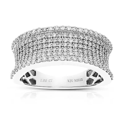 Lab Created 1 ct. t.w. Grown Diamond Wedding Band Half Eternity Ring Sterling Silver